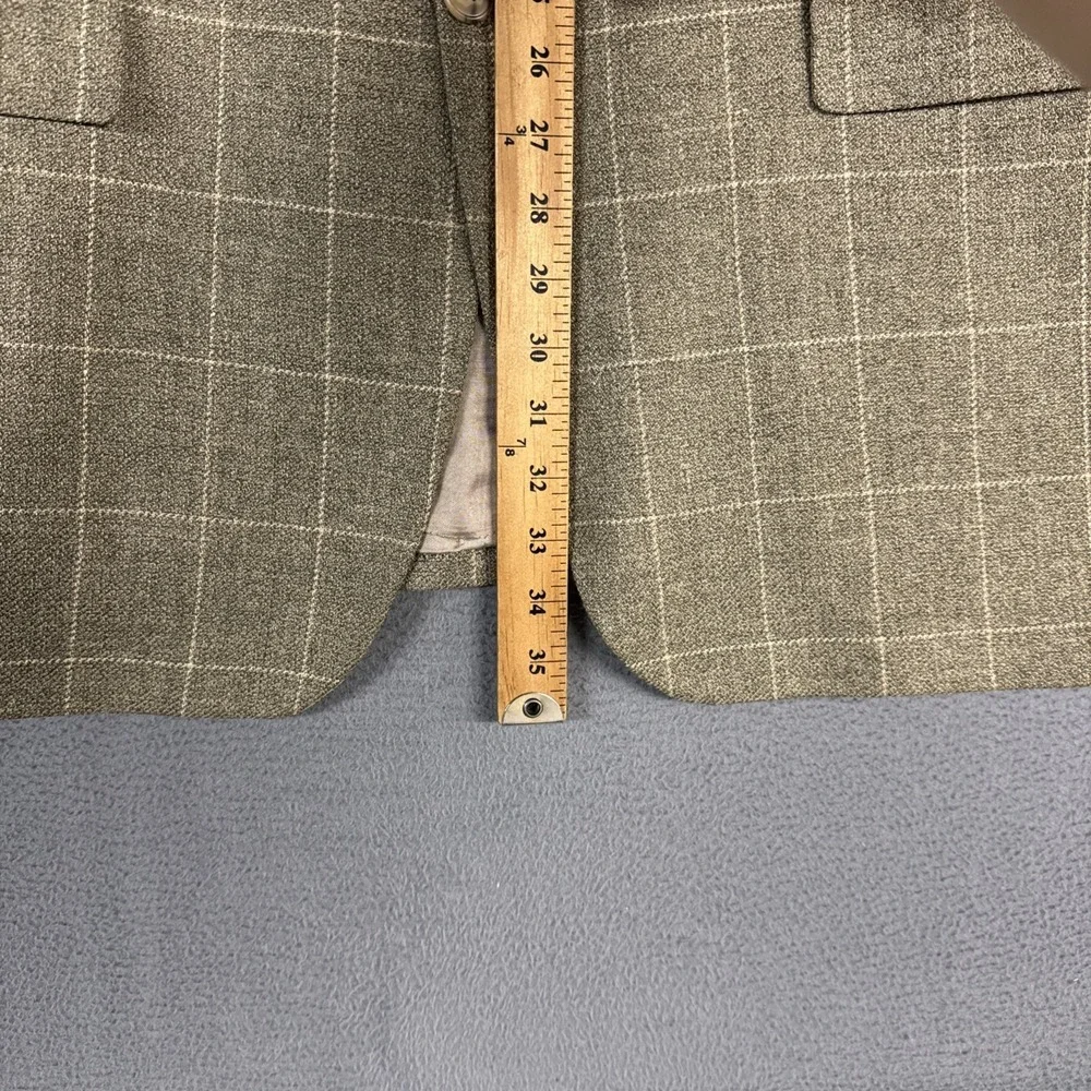 Ralph Ralph Lauren Blazer Mens 46 Tan Heathered Window Check Wool Silk Linen VTG